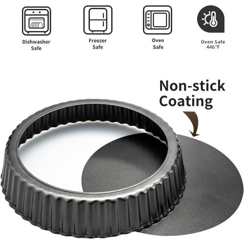 Deep Dish Quiche Pan, 11” x 2” Tall Pie Pan Deep Tart Pan with Removable Bottom, Nonstick Large Fluted Tart Mold Loose Base Round Deep Pizza Pan for Baking Easter Pie