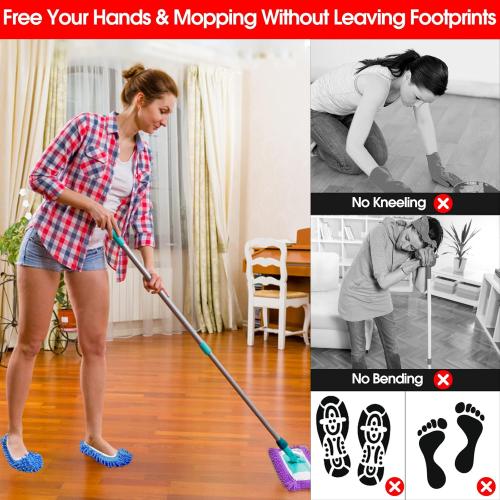 Set of 10 Pieces Microfiber Mop Slippers Shoes Cover Soft Washable Reusable Floor Polishing Dust Dirt Hair Men Women Sweeper Cleaning Mop Tool for House Office Bathroom Kitchen, Multicolored 5 Pairs
