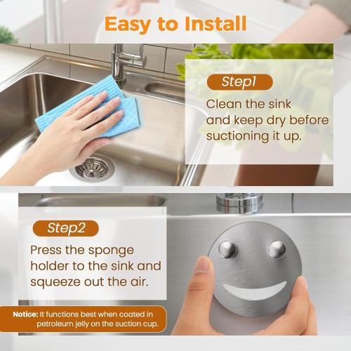 Semcide Sponge Holder, Stainless Steel Sink Caddy w/Suction Cup Installation, Sponge Organizer for Kitchen/Bathroom Sink, Self Draining, Dishwasher Safe for Holding Sponges, Silver(1-Pack)
