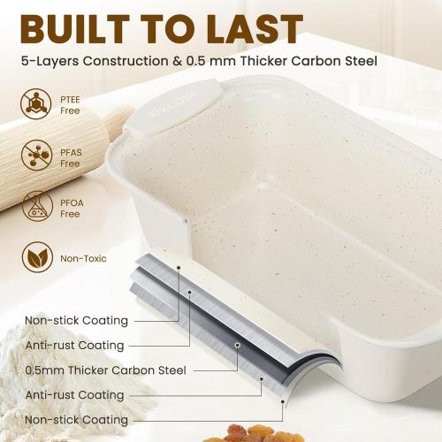 Kikcoin 22 PCS Nonstick Baking Pans Set, Stackable Bakeware Sets with Silicone Handles, 450°F Oven Safe Baking Sheet Set, Easy Release Cookie Sheets for Baking, Cream