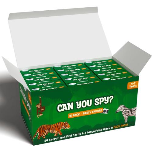 Skillmatics Party Favors (Pack of 15) - Can You Spy Animals Card Set, Search & Find Game for Kids, Goodie Bag Toy & Educational Gift for Girls & Boys Ages 4, 5, 6, 7