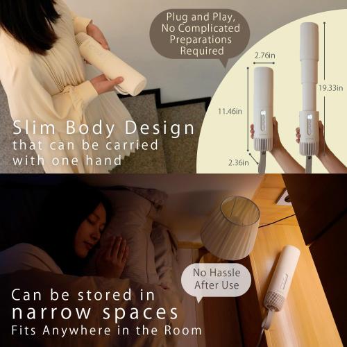 Retractable Bed Warmer for Bedding Comfort, 5-Minute Quick Warm up, 700W High Power, Sweat Drying, 4 Modes with Timer, Slim Body Design, Stick Type Futon Dryer, Blanket Warmer