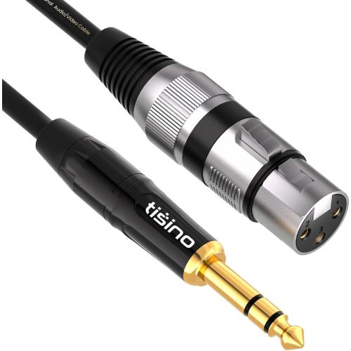 tisino XLR Female to 1/4 Inch (6.35mm) TRS Jack Lead Balanced Signal Interconnect Cable XLR to Quarter inch Patch Cable - 3.3 Feet