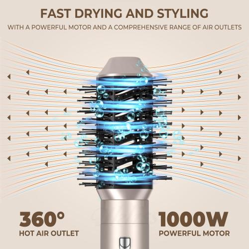 Color Gold 6 in 1 Multifunction Air Styler, Hot Air Brush, Thermal Brush Magic Styler, Hair Dryer, Straightening Brush - Hair Styling Appliances