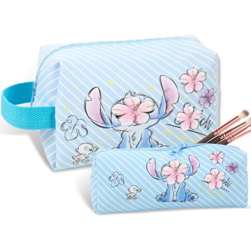 Travel Cosmetic Bag, Large Capacity Cartoon Cosmetic Pouch Makeup Bag with Zipper, Travel Toiletry Bag Makeup Accessories Organizer, The Best Gift for Women (Blue)