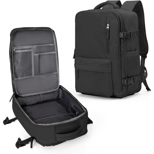 VECAVE Carry On Backpack for Women,Large Travel Backpack Flight Approved,Waterproof 15.6 Inch Laptop Backpack Business Work Backpacks Men Mochila De Viaje Black