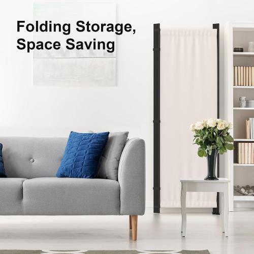 Room Divider 4 Panel Partition Room Dividers & Folding Privacy Screens w/ 3 Metal Feet,88 W Portable Wall Doubles as a Dressing Screen Wall Divider for Office Bedroom Children's Room,White