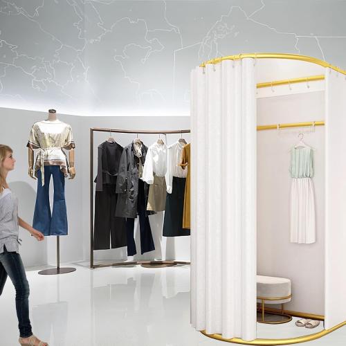 Size 200x100x95cm Color White Clothing Store Fitting Room with Shading Curtain, Portable Temporary Mobile Privacy Protection Dressing Room, Foldable Mall Simple Changing Room and Temporary Mobile Room, 200x100x95cm(White)