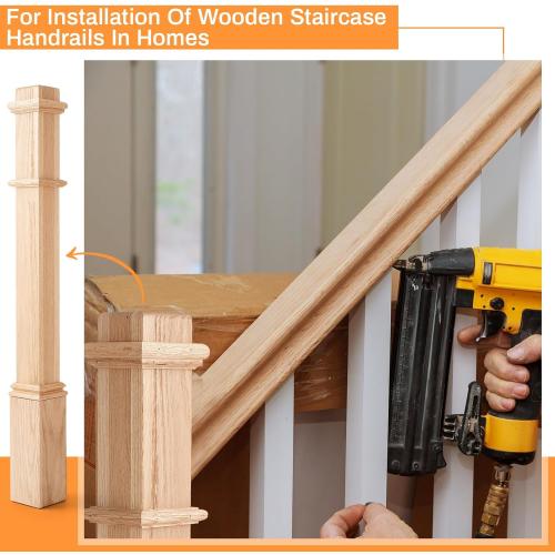 Solid Wood Box Newel 48 Inch Poplar Staircase Newel Posts Wood Stabilizer Plain Style with Pedestal Stair Railing Post Interior Wood Balusters for Stair Remodeling