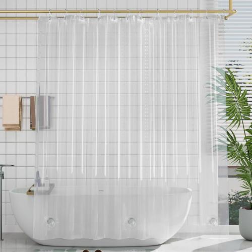 AmazerBath 48x72 Shower Curtain Stall, Small Shower Curtain for Shower Stall, Clear Bathroom Curtain Plastic, Thick PEVA Bathroom Accessories with 2 Clear Weighted Stones and 8 Grommet Holes
