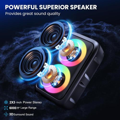 Bluetooth Speaker with 2 Wireless Microphones - Big Party Speaker for Adults Kids Karaoke with Lights - Portable Rechargeable Floorstanding Speakers Support TWS/AUX/USB/TF Card for Home Party Gift