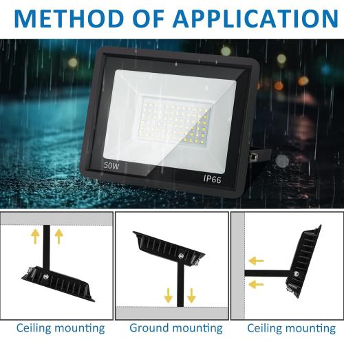 50W LED Flood Light Outdoor, 5000LM Super Bright Floodlight Outside Work Light with Plug, 6500K Daylight White LED Flood Light Outdoor, IP66 Waterproof Outdoor Flood Light-1Pack