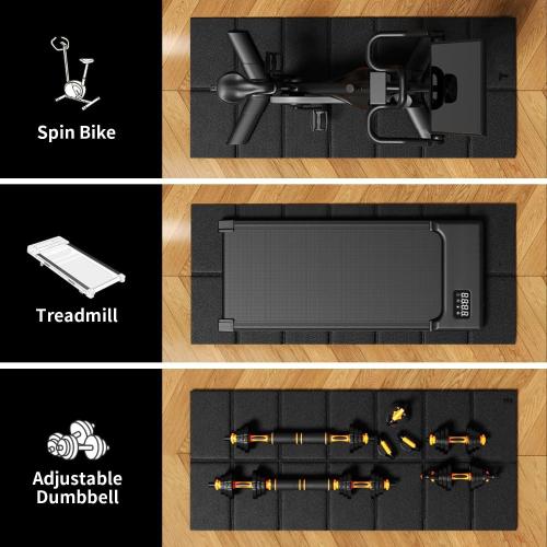 Walking Pad Mat for Carpet, Treamill Mat for Hardwood Floors, High Density, 1/4 Thickness, Folable, Floor Protection for Bike, Elliptical, Treadmill