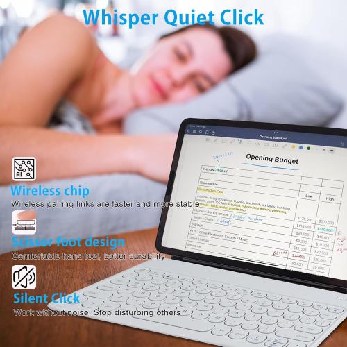 Bluetooth Keyboard and Mouse Combo for iPad - 9.72 Rechargeable Wireless Keyboard & Mouse, Type-C Charging, Perfect for On-The-Go Professionals (White)