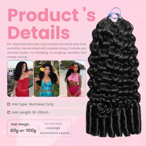 Burmese Curly Crochet Human Hair, Miracle Knots