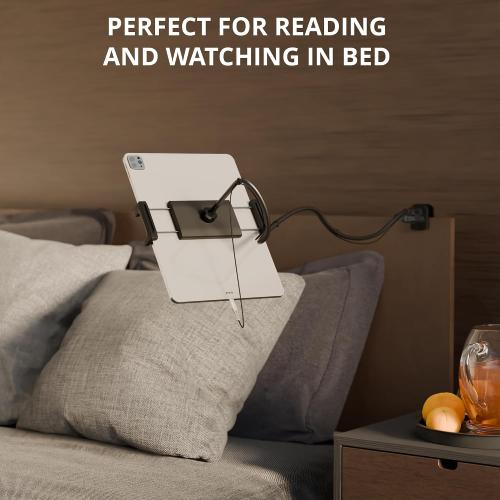 X-Protector Tablet Stand for 4.7 - 11 Devices - Holder for Bed with Cable Clips & Power Bank Holder - Mount Compatible with iPad Air/Pro/Mini, Amazon Kindle/Fire HD, iPhone
