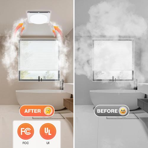 2 in 1 Bathroom Exhaust Fan with Light, 40W Quiet Vent Fan - 190 CFM & 1.0 Sone Bath Fan with Light, 1500lm LED Light, Easy to Install, Remote Control, UL Listed
