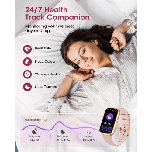 Health Fitness Tracker for Women Men: 24H Heart Rate Monitor Activity Trackers Blood Oxygen Sleep Step Calorie Tracking 5ATM Waterproof Fitness Smart Watches for Woman Compatible with iPhone Android