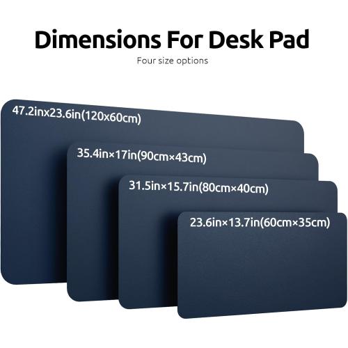 YSAGi Leather Desk Protector, Office Mat, Large Mouse Mat, Non-Slip PU Leather Blotter, Laptop Desk Mat, Waterproof Writing Pad for Office and Home (Dark Blue, 23.6 x 13.8)
