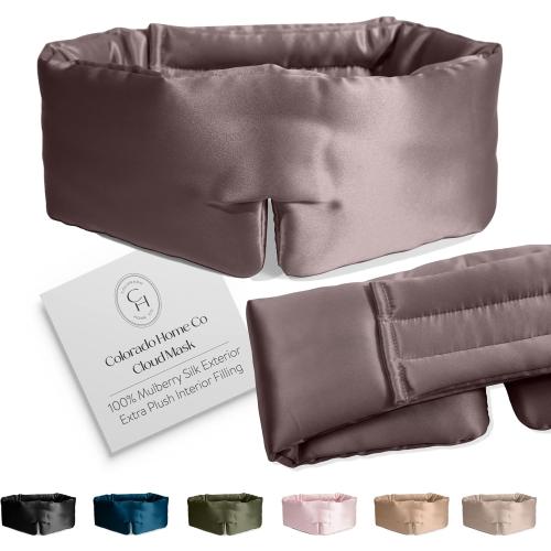 Colorado Home Co Cozy Silk Eye Mask - Blackout, Adjustable for Side Sleepers & Travel, Cloud Eye Covers, Mauve