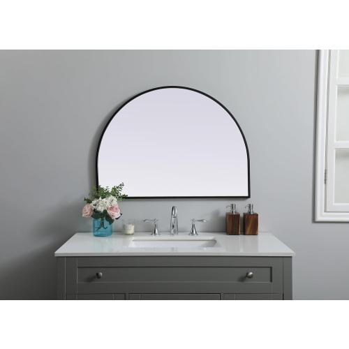 Reflection, Metal Frame Arch Mirror 26X36 Inch in, Modern, Black