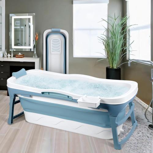 Portable Bathtub for Adult - Large 56'in Foldable Collapsible tub - Ergonomically Designed for the Ultimate Relaxing Soaking Bath. Ideal for Small Spaces - Quick,Folding Bathtub
