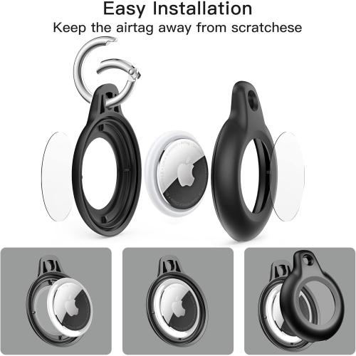 Lanteso 4 Pack AirTag Keychain for Apple Airtags Holder, [Full Body Shockproof][Waterproof ] [Dustproof][Anti-Scratch] Airtag Case for Wallet, Luggage, Cat, Dog, Pets(Multi-Color)