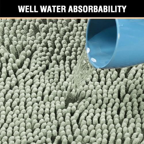 H.VERSAILTEX Original Luxury Chenille Bathroom Rug Mat (32 x 20/20 x 20), Extra Soft & Absorbent Shaggy Rugs, Machine Wash/Dry, Perfect Plush Carpet Mats for Tub (Curved Set, Sage)