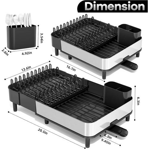 Urackify Stainless Steel Dish Drying Rack for Kitchen Counter,Black