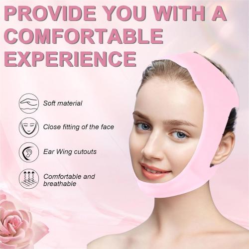 Anti Snoring Chin Strap for CPAP Users,V-Line Mask/Chin Strap for Sleeping,Chin Strap for Women,Reusable Face Strap,Chin Up Patch,V-Shaped Belt,Shaped Face Mask for Sagging (Pink)