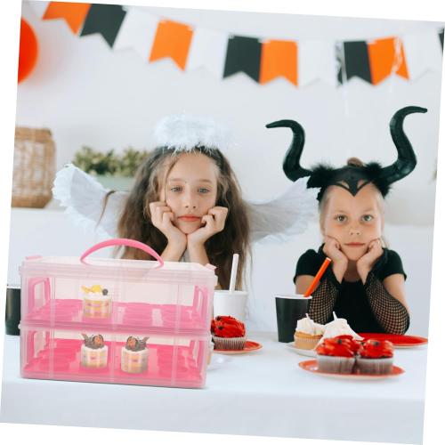 Transport Multi-layer Cupcake Carrier Box Handle for Muffins Desserts Food-grade for Parties and Events Storage