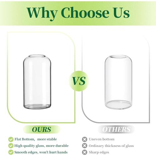 Glass Bud Vases for Flowers - Hewory Blown Modern Small Glass Vases for Centerpieces Set of 12, Mini Clear Bulk Flower Vases for Wedding Party Events Home Decor Floral Arrangement (Not Include Flower)