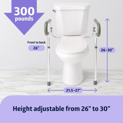 Medline Guardian Toilet Safety Rail – Adjustable Height, Robust & Reliable, 300 lb Weight Capacity, Ideal for Medical Patients, Hospitals, Nursing Homes