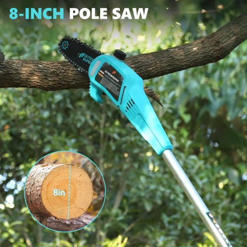 8-Inch Cordless Pole Saws 20V Electric Pole Saw | Tree Trimming Pole Chainsaw with 2.0Ah Battery & Charger 9.5 Ft MAX Reach Pole Chainsaw for Branch Cutting