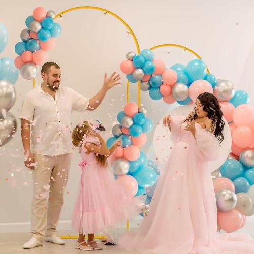 Set of 2 Gold Metal Wedding Arch Backdrop Stand (7.2FT and 6FT), Balloon Arch Stand for for Party, Wedding, Baby Shower, Graduations, Holiday Ceremony - Ideal for Balloons Flowers and Garden Decor
