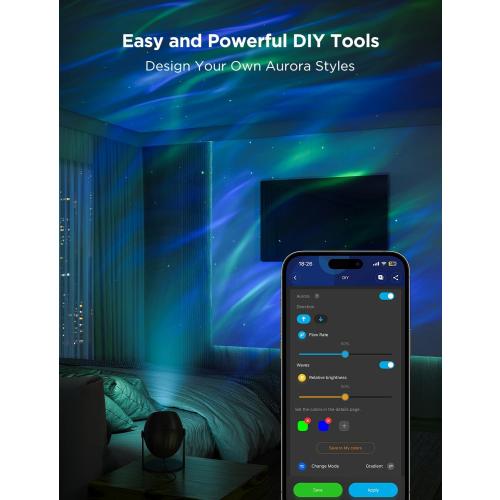 Govee Star Light Projector with 3 Aurora Flowing Effects | Works with Matter and Alexa, 52 Scene Modes, 18 White Noise Options, LED Night Light Projector for Bedroom, Without Plug