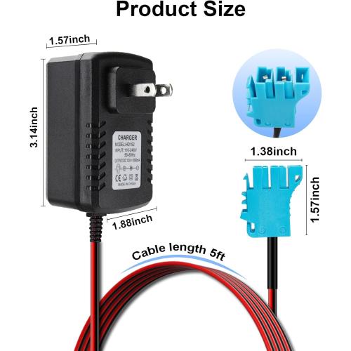 12V Battery Charger for Peg-Perego Ride-On Toys Compatible with John Deere Ground Force Tractor, John Deere Gator XUV Polaris RZR 900 Powered Ride On Car Toys