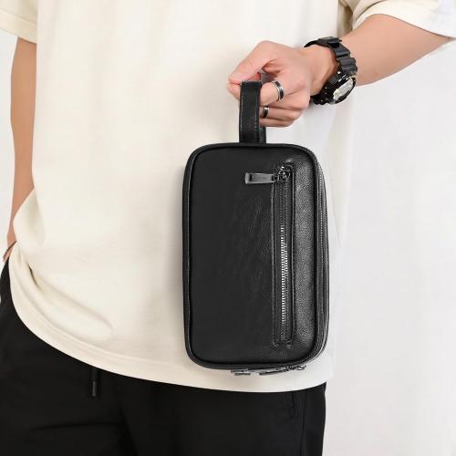 Men's Dopp Kit Toiletry Bag with Lock, PU Leather Travel Clutch Bag, 3 Compartment Organizer for Business Gym Travel