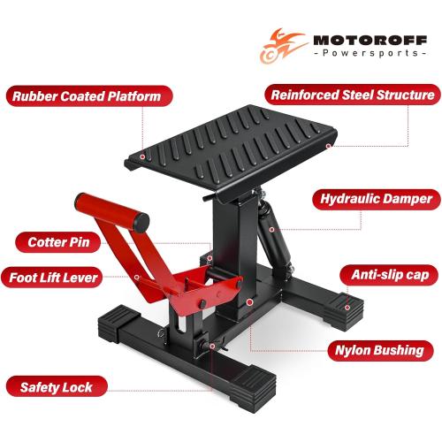 Adjustable Dirt Bike Stand & Powersport Jack 1000LBS Capacity, Heavy Duty Hydraulic Motorcycle Lift Stand & Center Stand for Maintenance, Dirt Bike Accessories for Garage & Shop