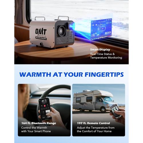 Orion Motor Tech 5kW Diesel Heater, 12V 24V All in One Diesel Air Heater 1.3 Gal Tank with CO Alarm Auto Shutoff Compatible with Car Truck RV Camper Boat （Not an Engine Part）