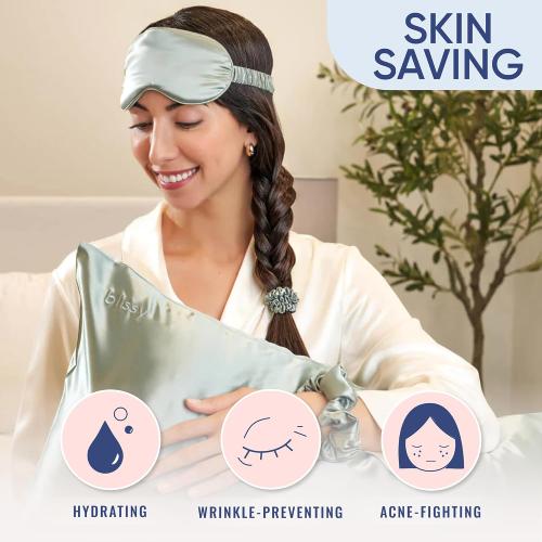 Blissy Silk Pillowcase - 100% Pure Mulberry Silk - 22 Momme 6A High-Grade Fibers - Silk Pillow Cover for Hair & Skin - Regular, Queen & King (Color White, Standard)