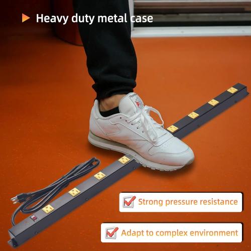 10 Outlet Long Power Strip Surge Protector, Heavy Duty Industrial Metal Power Strip 6 Feet, Wall Mountable, for Work Bench, Shop, Garage, Black (1000 Joules)