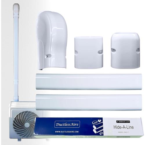DuctlessAire Mini Split Line Set Cover Kit - Paintable Lineset Cover - Line Set Covers for Ductless Air Conditioner, Mini Split AC/Heating System, HVAC, Central AC Unit, Heat Pump (White, 3 x 7.5 ft)