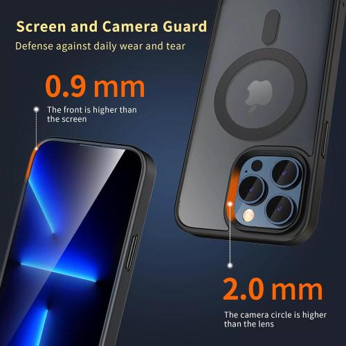 Compatible with iPhone 14 Pro Max Case, [Military Grade Drop Tested] [Compatible with MagSafe] Shockproof Protective Translucent Matte Hard Back Slim Case Cover (Magnetic Case-Frosted Black)