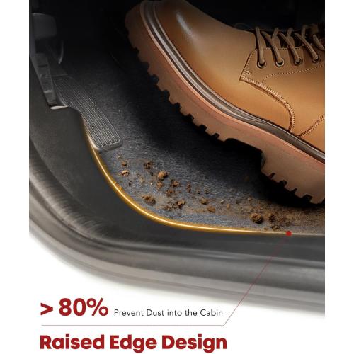 YHTAUTO Floor Mats Fit 2017-2026 Ford F-250 F350 F450 Super Duty Crew Cab (with Under Seat Storage & Carpet), TPE All Weather Odorless Floor Liner, F250 Car Accessories Front & 2nd Row Liner