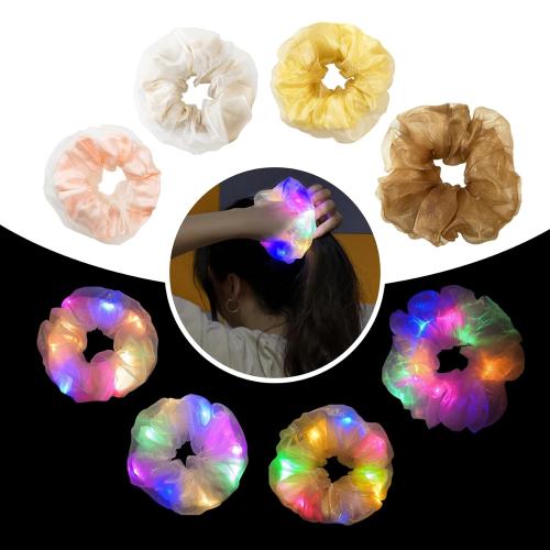Light Up Scrunchies,Christmas Party Favor, Double-layer LED Hair Ties Glow in the Dark Party Supplies Glow Sticks Rave Accessories for Women Girls Neon Party, Fun Hair Accessories