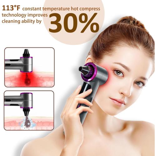 Blackhead Remover Vacuum with Heating, Blackhead Extractor 3 Adjustable Suction Levels 9 Modes, Pore Vacuum Blackhead Suction Remover, Comedone Extractor Kit for Deep Pore Cleaning - Purple