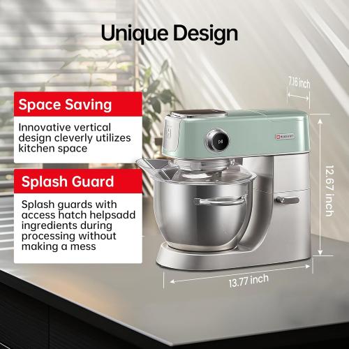 Hauswirt Stand Mixer 5.3QT XL Large, 4.5 LED Touch Screen Electric Household Stand Up Mixer, Standing Mixer 11-Speed, Dough Cake Bread Mixer – Lake Green