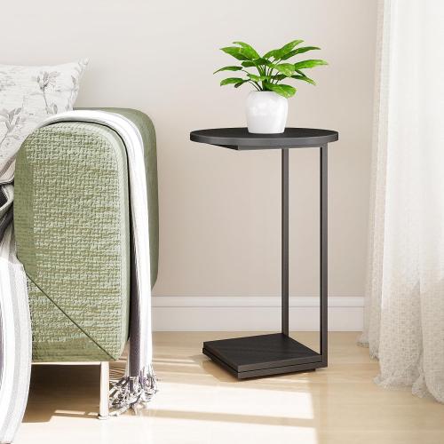 DCLRN Small End Table,c Table End Table for Sofa,Round Coffee Table is Suitable for Living Room and Bedroom.(Black)