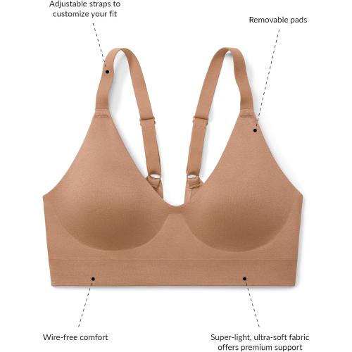 True & Co Women's Soft Form V Neck Adjustable Strap Bra (M)